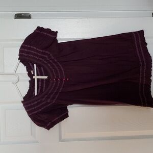 Little yellow Button shirt purple with embroidery at neck and sleeves